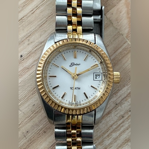 Belair Ladies Watch RARE Vintage Two Tone Bracelet White Dial Date Window - Picture 4 of 17